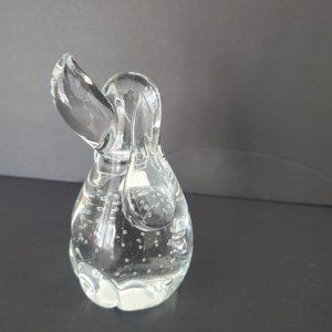 Vintage Paperweight Clear Glass Art Hound Dog Figurine Controlled Bubbles Doggy